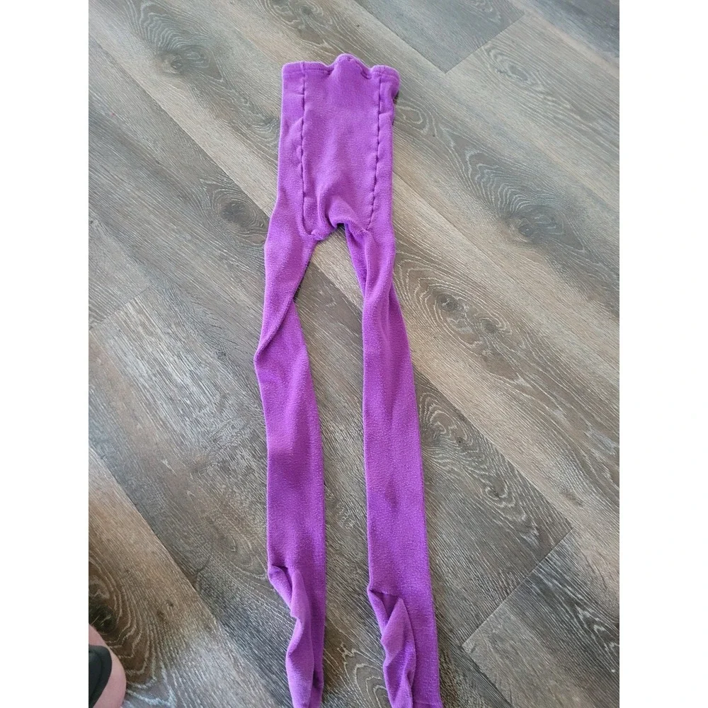 Hanna Andersson Girls Purple Ribbed Knit Footed Tights 140 size 10 #8